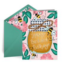 Happy Bee-lated Birthday card image