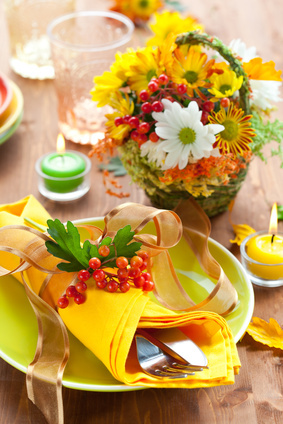 Fall baby shower and autumn place setting ideas