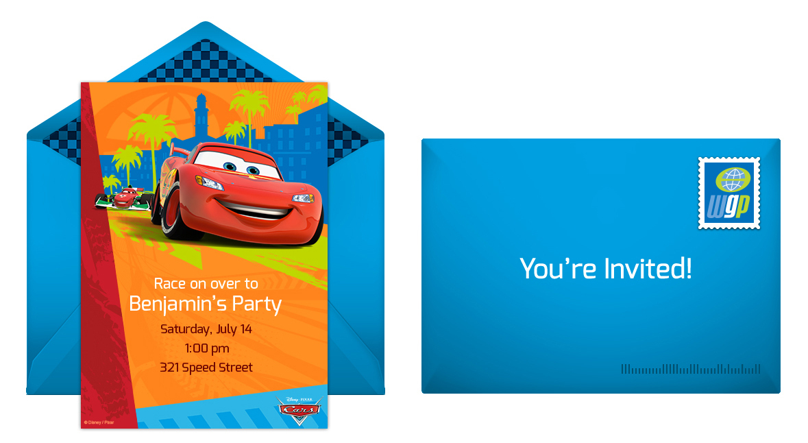 cars birthday party online invitation